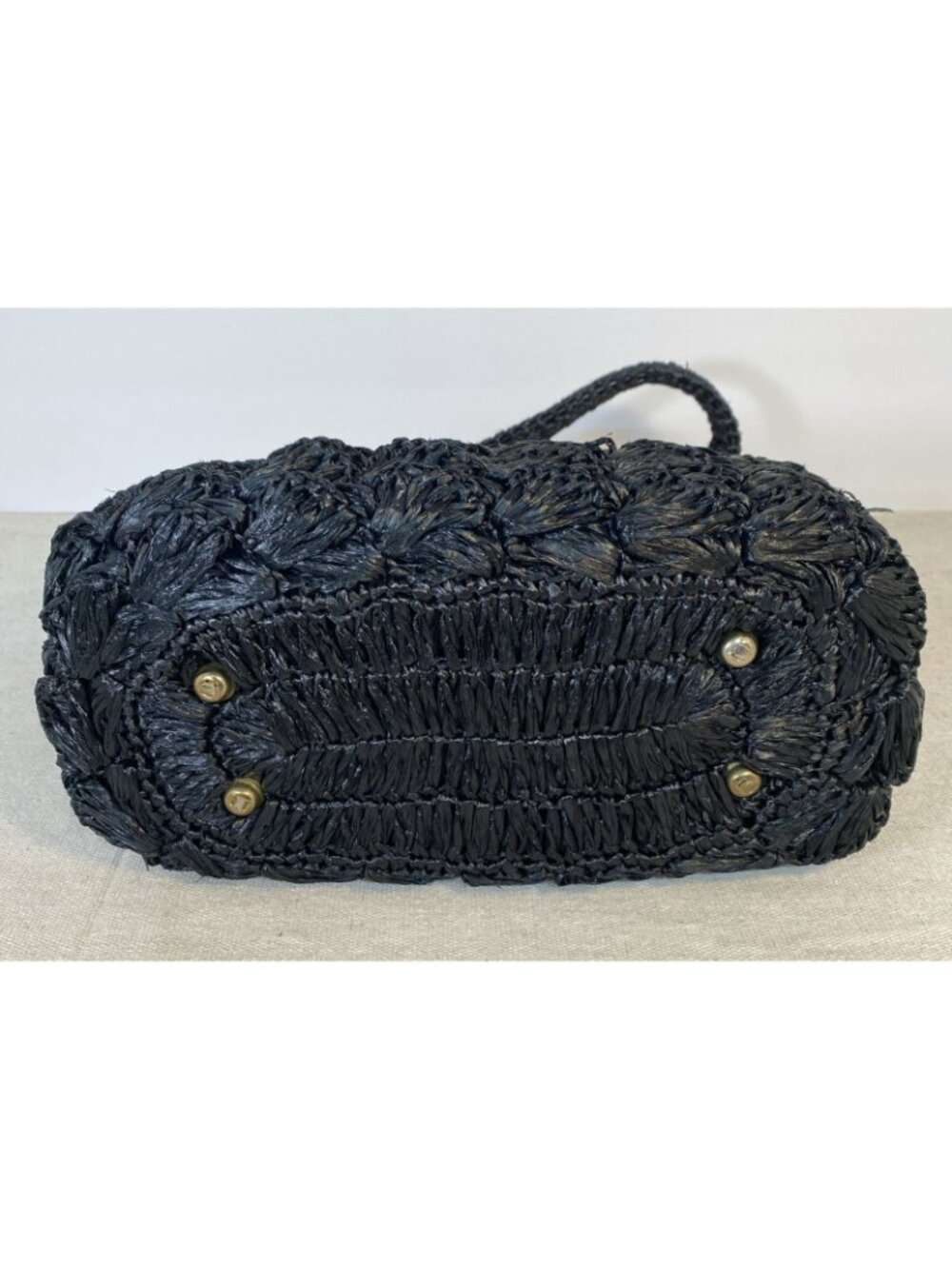 VTG Black Straw Raffia Woven 124 Japan Purse Handbag Gold Tone Clasp Closure EUC - Picture 4 of 11